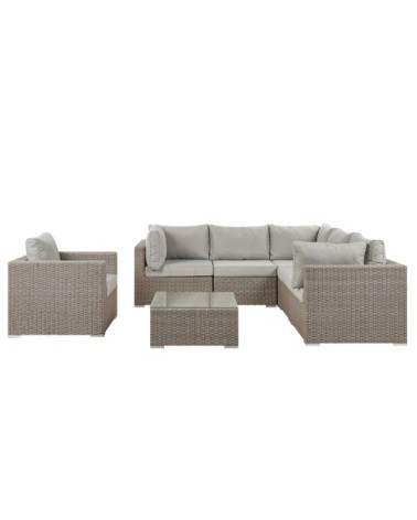 Set de salon 6 personnes en polyrotin gris