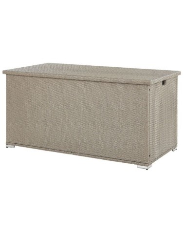 Coffre de jardin en rotin beige taupe 155 x 75 cm