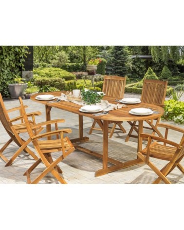 Table extensible 8 personnes en acacia bois clair