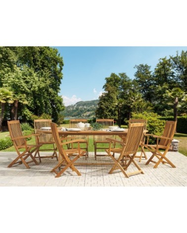 Table extensible 8 personnes en acacia bois clair