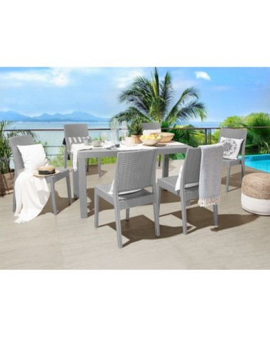 Table de jardin 6 personnes en matière synthétique gris