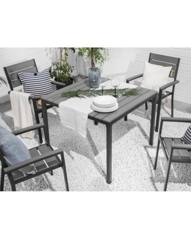 Table de jardin 4 personnes en bois synthétique gris