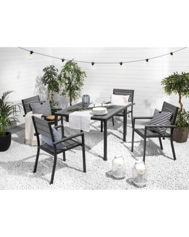 Table de jardin 4 personnes en bois synthétique gris