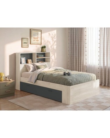Cadre de lit effet bois gris anthracite 120 x