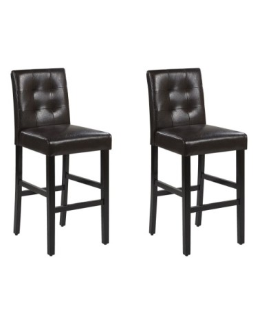 Lot de 2 chaises de bar en cuir PU marron