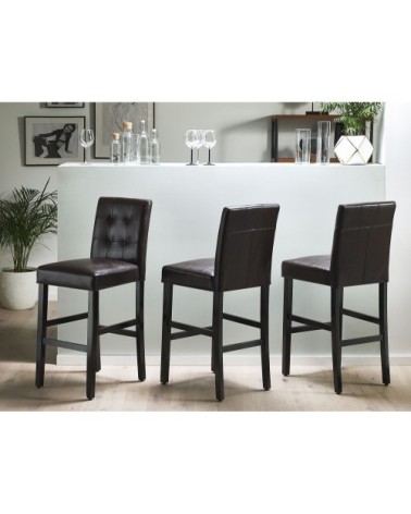 Lot de 2 chaises de bar en cuir PU marron