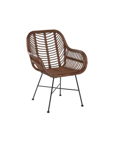 Chaise en rotin foncé