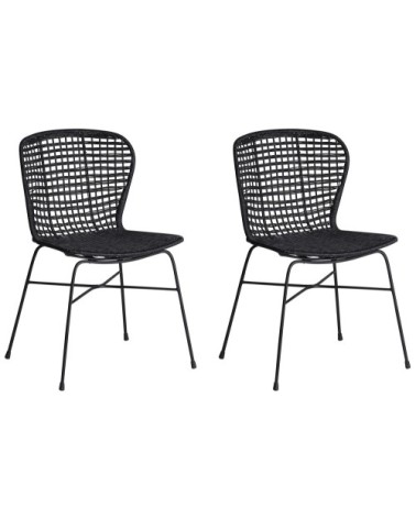 Lot de 2 chaises en rotin noir