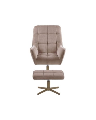 Fauteuil en velours beige avec repose-pieds assorti