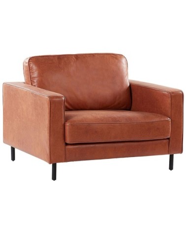 Fauteuil en cuir PU marron doré