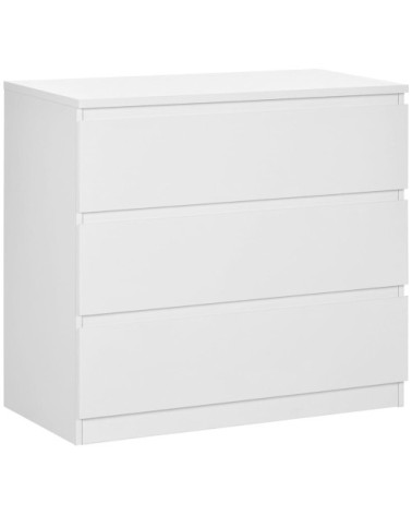 Commode 3 tiroirs meuble de rangement blanc