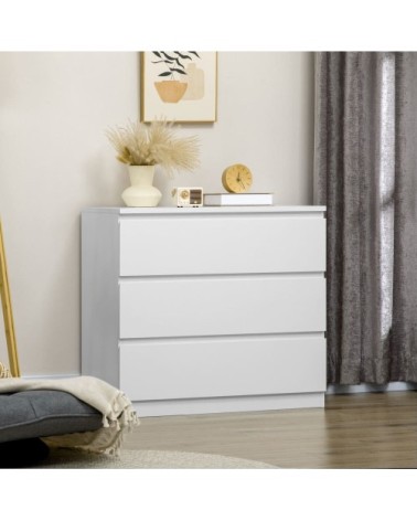 Commode 3 tiroirs meuble de rangement blanc