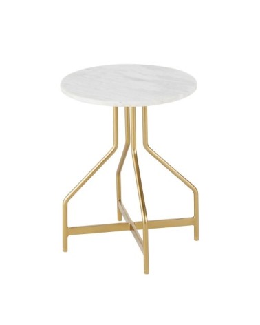 Tabouret en métal doré et marbre blanc