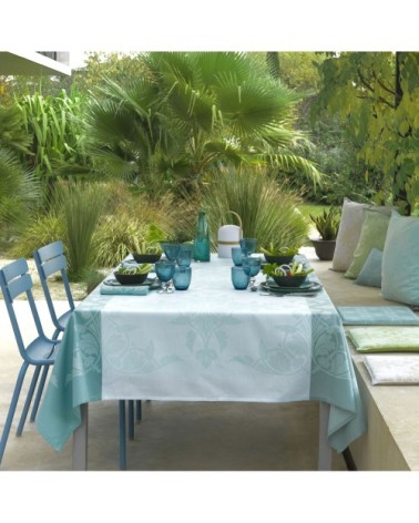 Nappe en coton aqua Diam. 150