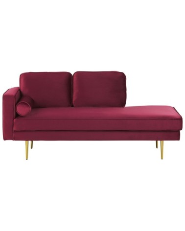 Chaise longue en velours rouge foncé côté gauche