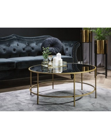 Table basse dorée et plateau noir