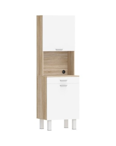 Armoire de cuisine 2 portes tiroir plan de travail bois naturel blanc