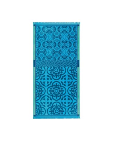 Drap de plage en coton turquoise 100 x 200