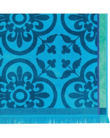 Drap de plage en coton turquoise 100 x 200