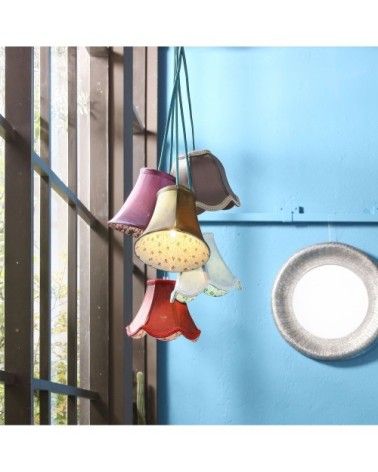 Suspension bohème 5 abat-jours en tissu