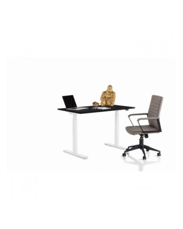 Bureau réglable assis-debout noir et acier blanc L120