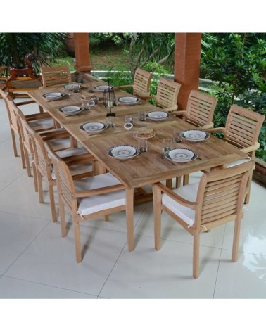 Table de jardin extensible en teck massif L200/300