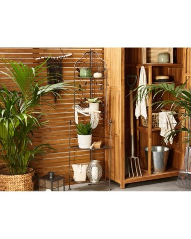 Étagère d'angle en métal noir 4 niveaux