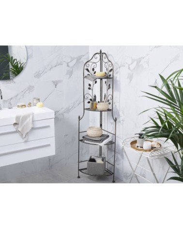 Étagère d'angle en métal noir 4 niveaux