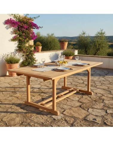 Table de jardin extensible en teck massif L200/300