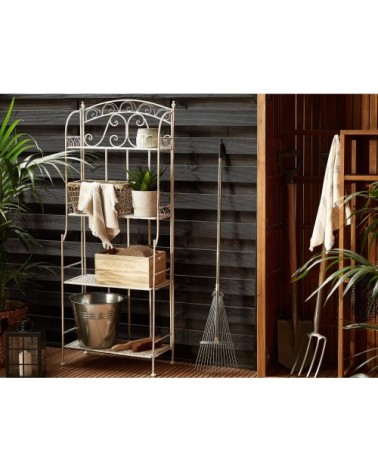 Étagère de jardin en métal blanc 4 niveaux