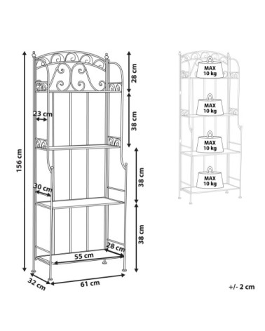 Étagère de jardin en métal blanc 4 niveaux