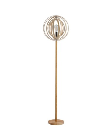 Lampadaire sur pied circulaire bois naturel clair H160 cm