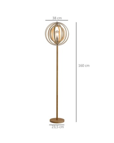 Lampadaire sur pied circulaire bois naturel clair H160 cm