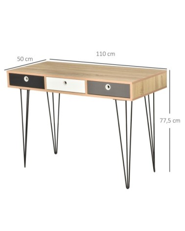 Table console design scandinave 3 tiroirs tricolores