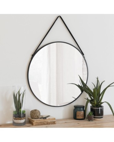 Miroir rond en métal noir D55