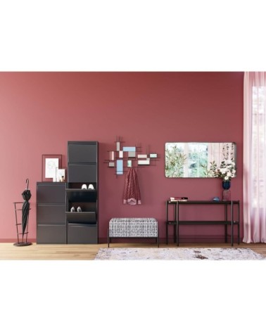 Miroir bords arrondis en métal noir 120x60