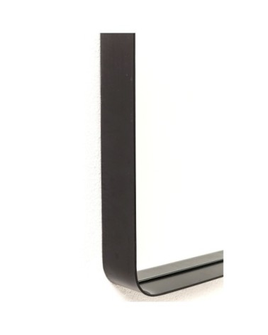 Miroir bords arrondis en métal noir 120x60