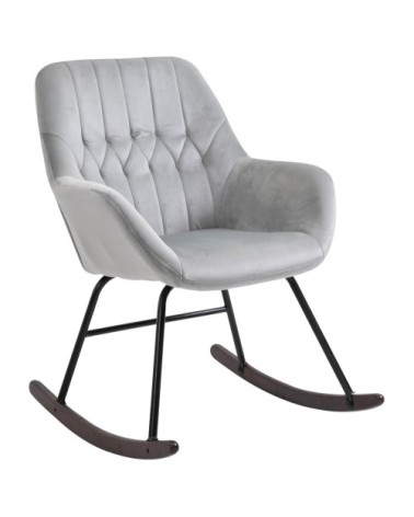 Fauteuil à bascule grand confort velours gris clair