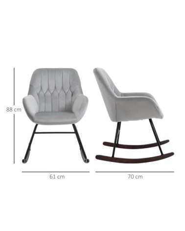 Fauteuil à bascule grand confort velours gris clair