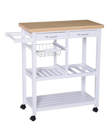 Desserte chariot de cuisine multi-rangements blanc