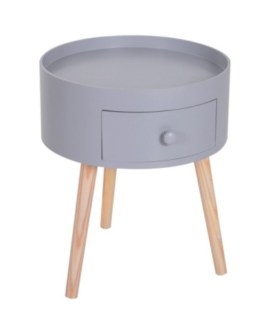 Chevet table de nuit ronde 1 tiroir design scandinave bicolore