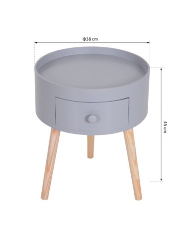 Chevet table de nuit ronde 1 tiroir design scandinave bicolore