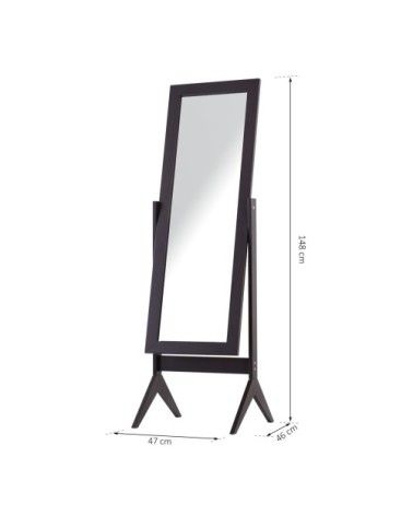 Miroir à pied inclinaison réglable brun foncé H148 cm