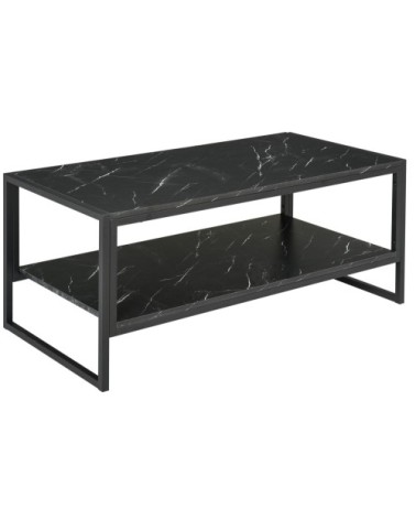 Table basse moderne avec plateau en marbre et base en métal