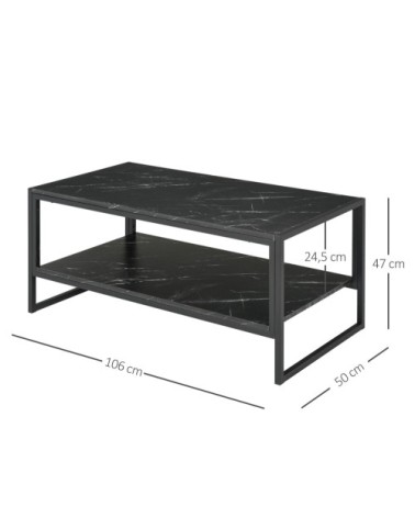 Table basse moderne avec plateau en marbre et base en métal