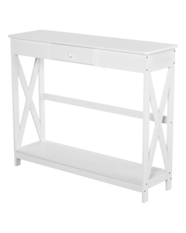 Console néo-rétro tiroir avec étagère blanc