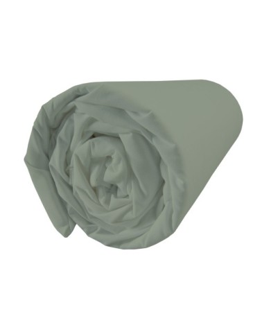 Drap-housse uni en coton lavé lichen