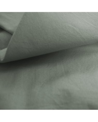 Drap-housse uni en coton lavé lichen