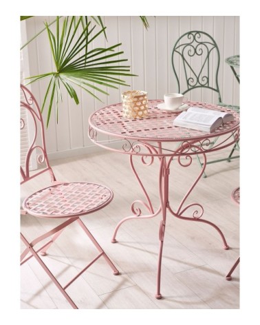 Table de jardin en métal rose ø 70 cm