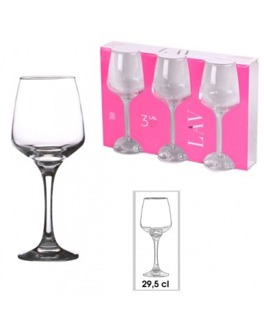 Verre à vin sur pied en verre transparent 29,5cl - Lot de 3